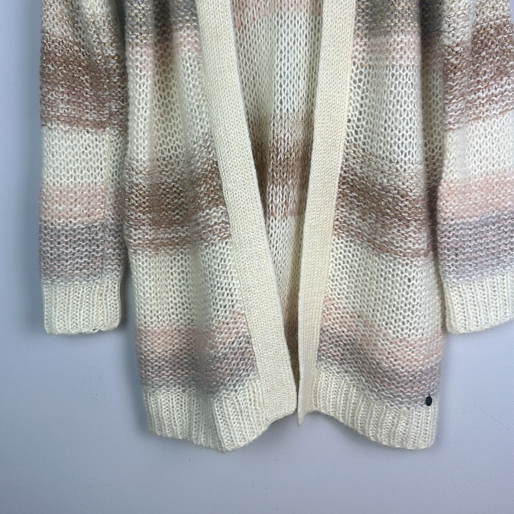 Anthropologie Numph Loraina Metallic Striped Cardigan Long Sweater SM Wool Blend - Picture 6 of 16